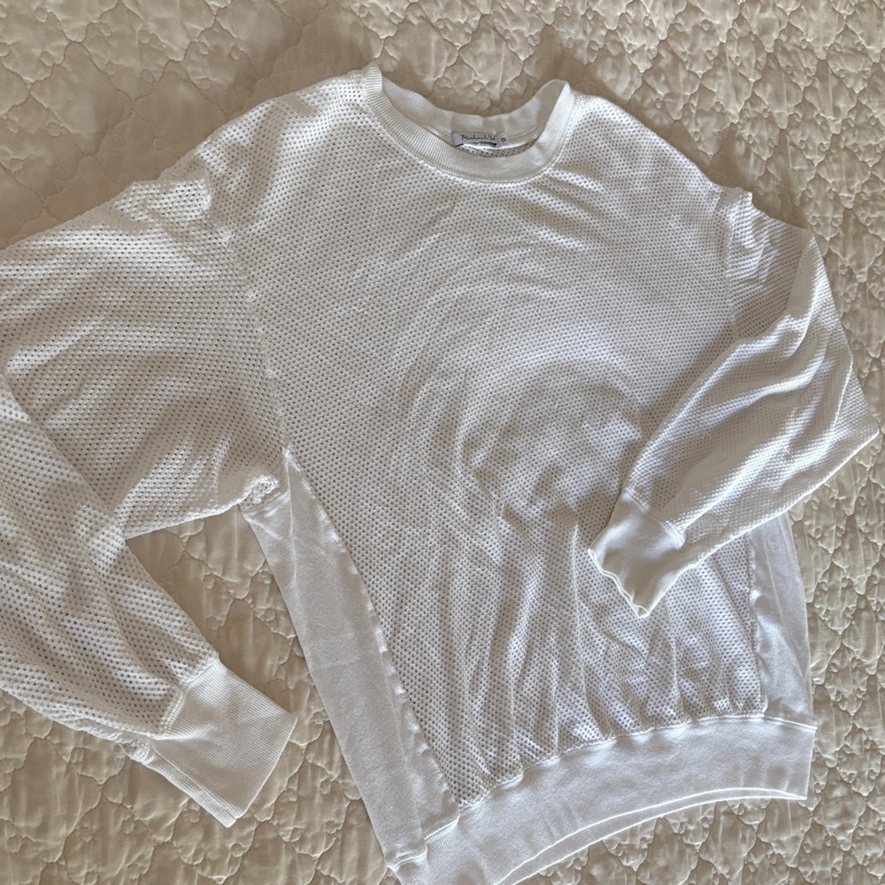 Michael Stars White Mesh Knit Top